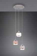 Κρεμαστό Φωτιστικό Ροζέτα KAPRUN Trio Lighting 3x E14 Νίκελ με Λευκό-Γκρι-Καφέ Αμπαζουρ – 311630306