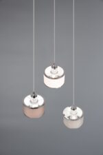 Κρεμαστό Φωτιστικό Ροζέτα KAPRUN Trio Lighting 3x E14 Νίκελ με Λευκό-Γκρι-Καφέ Αμπαζουρ – 311630306