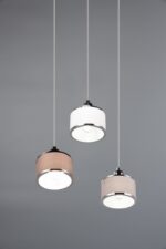 Κρεμαστό Φωτιστικό Ροζέτα KAPRUN Trio Lighting 3x E14 Νίκελ με Λευκό-Γκρι-Καφέ Αμπαζουρ – 311630306