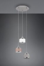 Κρεμαστό Φωτιστικό Ροζέτα KAPRUN Trio Lighting 3x E14 Νίκελ με Λευκό-Γκρι-Καφέ Αμπαζουρ – 311630306