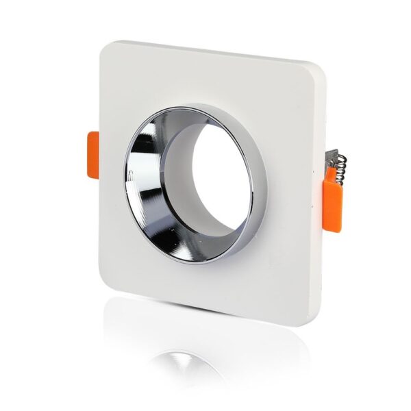 Γύψινη Βάση GU10 – MR16 V-TAC Χωνευτή Τετράγωνη Χρώμιο-Λευκό – 3119