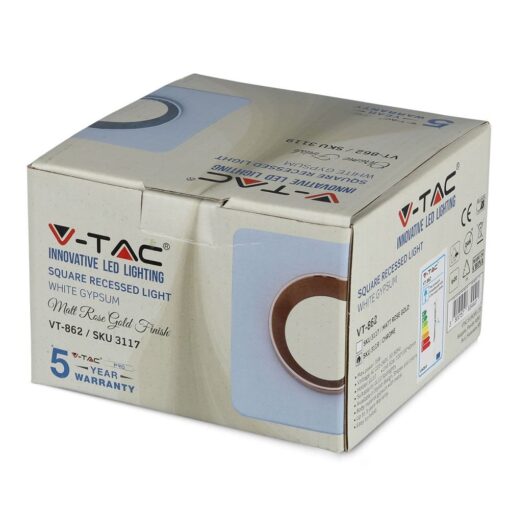 Γύψινη Βάση GU10 – MR16 V-TAC Χωνευτή Τετράγωνη Χρώμιο-Λευκό – 3119