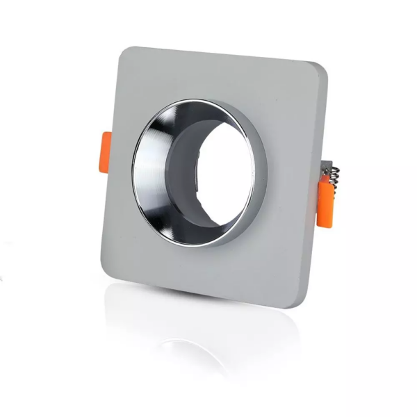 Χωνευτό φωτιστικό Spot GU10 γύψινο τετράγωνο με γκρι & χρώμιο σώμα V-TAC – 3120