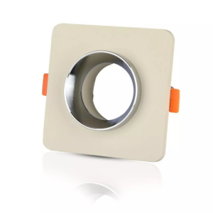Χωνευτό φωτιστικό Spot GU10 γύψινο τετράγωνο με υπόλευκο & χρώμιο σώμα V-TAC – 3122