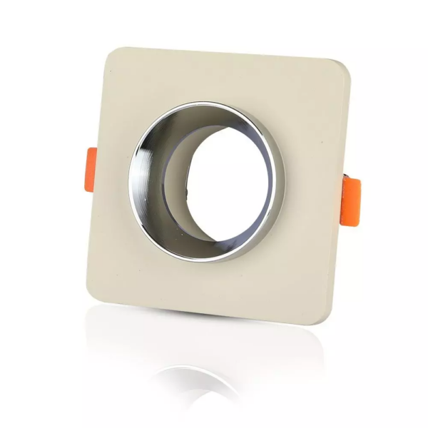 Χωνευτό φωτιστικό Spot GU10 γύψινο τετράγωνο με υπόλευκο & χρώμιο σώμα V-TAC – 3122