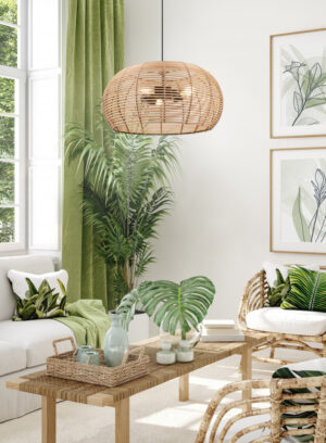 Κρεμαστό Φωτιστικό Trio Lighting INGA  1x E27 Φυσικό Rattan   – 312200136