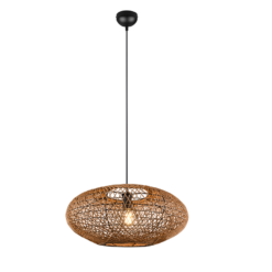 Κρεμαστό Φωτιστικό Trio Lighting E27  Sisal & Μαύρο Ματ – 312300136