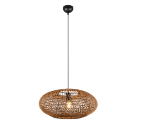 Κρεμαστό Φωτιστικό Trio Lighting E27  Sisal & Μαύρο Ματ – 312300136