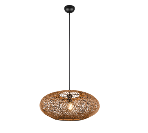 Κρεμαστό Φωτιστικό Trio Lighting E27  Sisal & Μαύρο Ματ – 312300136