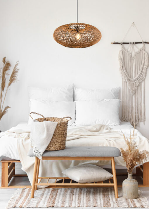 Κρεμαστό Φωτιστικό Trio Lighting E27  Sisal & Μαύρο Ματ – 312300136