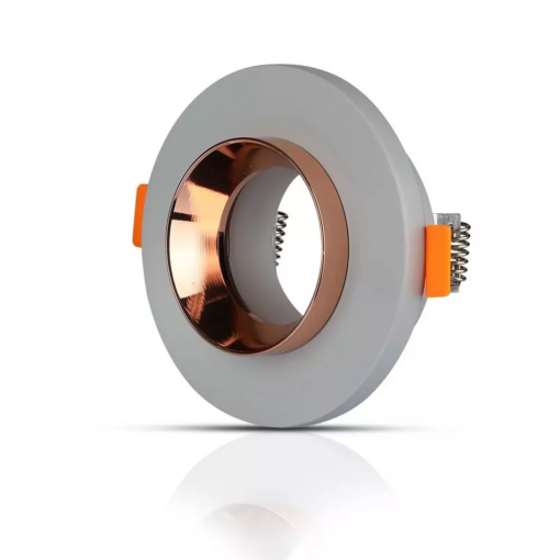 Χωνευτό φωτιστικό Spot GU10 γύψινο στρογγυλό με γκρι & ροζ χαλκός σώμα V-TAC – 3124