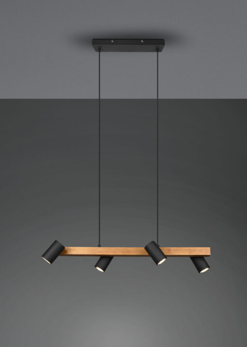 Κρεμαστό Φωτιστικό Trio Lighting MARLEY  4x GU10 Μαύρο Ματ Μεταλλικό   – 312490432
