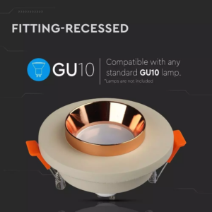 Χωνευτό φωτιστικό Spot GU10 γύψινο στρογγυλό με υπόλευκο & ροζ χαλκός σώμα V-TAC – 3125