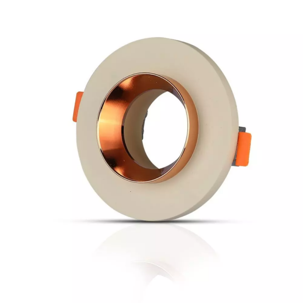 Χωνευτό φωτιστικό Spot GU10 γύψινο στρογγυλό με υπόλευκο & ροζ χαλκός σώμα V-TAC – 3125