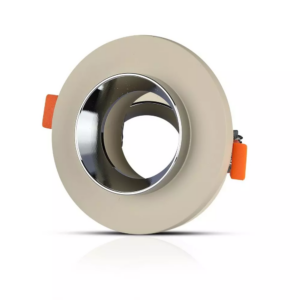 Χωνευτό φωτιστικό Spot GU10 γύψινο στρογγυλό με υπόλευκο & χρώμιο σώμα V-TAC – 3126