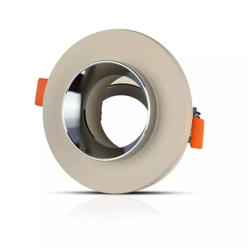 Χωνευτό φωτιστικό Spot GU10 γύψινο στρογγυλό με υπόλευκο & χρώμιο σώμα V-TAC – 3126