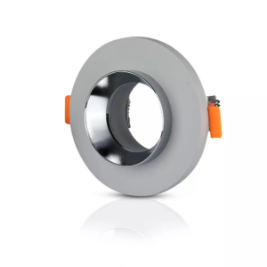 Χωνευτό φωτιστικό Spot GU10 γύψινο στρογγυλό με γκρι & χρώμιο σώμα V-TAC – 3128
