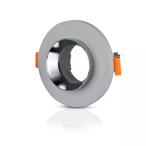 Χωνευτό φωτιστικό Spot GU10 γύψινο στρογγυλό με γκρι & χρώμιο σώμα V-TAC – 3128