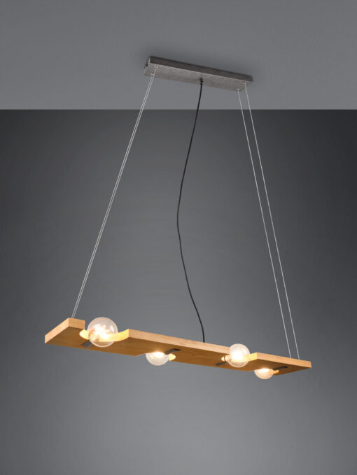Κρεμαστό Φωτιστικό Trio Lighting TAILOR 4x E27 Φυσικό Ξύλο – 314300430