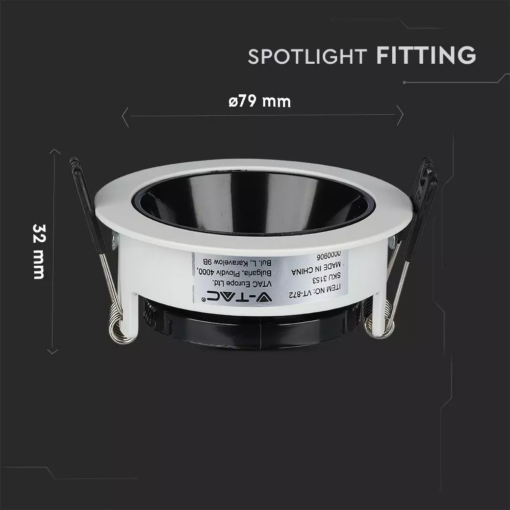 Χωνευτό φωτιστικό Spot GU10 Στρογγυλό Λευκό και μαύρο σώμα κινητό V-TAC – 3153