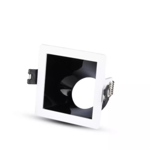 Χωνευτό φωτιστικό Spot GU10 Τετράγωνο γωνιακό Λευκό και μαύρο σώμα κινητό V-TAC – 3165