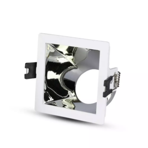 Χωνευτό φωτιστικό Spot GU10 Τετράγωνο γωνιακό Λευκό και χρώμιο σώμα κινητό V-TAC – 3168