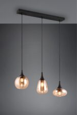 Κρεμαστό Φωτιστικό Ράγα LUMINA Trio Lighting 3x E14 Μαύρο Ματ με Μελί Γυαλιά – 317000313