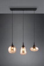 Κρεμαστό Φωτιστικό Ράγα LUMINA Trio Lighting 3x E14 Μαύρο Ματ με Μελί Γυαλιά – 317000313