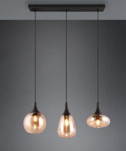 Κρεμαστό Φωτιστικό Ράγα LUMINA Trio Lighting 3x E14 Μαύρο Ματ με Μελί Γυαλιά – 317000313