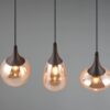 Κρεμαστό Φωτιστικό Ράγα LUMINA Trio Lighting 3x E14 Μαύρο Ματ με Μελί Γυαλιά – 317000313