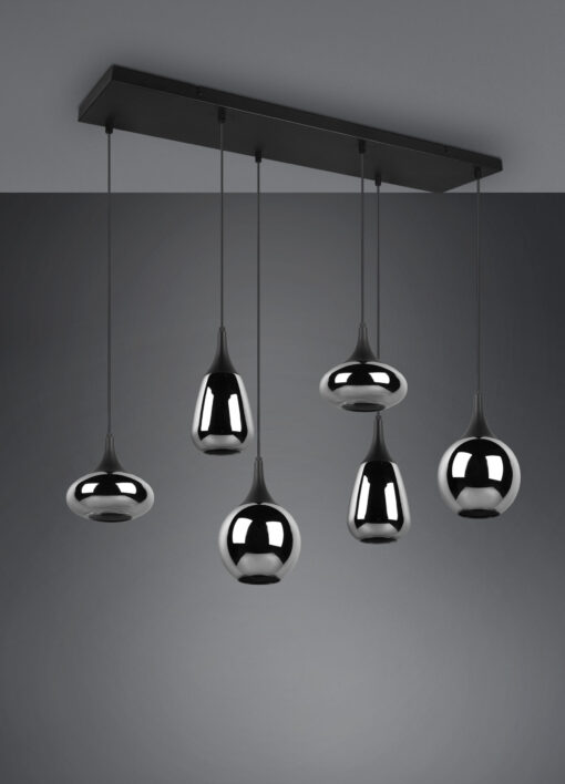 Κρεμαστό Φωτιστικό Trio Lighting LUMINA  6x E14 Μαύρο Ματ Μεταλλικό   – 317000632