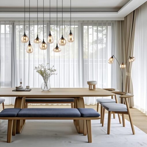 Κρεμαστό Φωτιστικό Ράγα Μαύρη Ματ με 8 Μελί Γυαλία Trio Lighting 8x E14 – 317000813