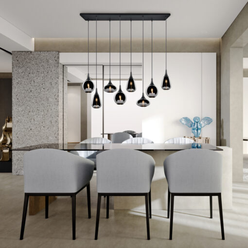Κρεμαστό Φωτιστικό Trio Lighting LUMINA  8x E14 Μαύρο Ματ Μεταλλικό   – 317000832