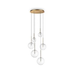 IDEAL LUX Κρεμαστό Φωτιστικό EQUINOXE 6xG4 Χρυσού Χρώματος – 317243