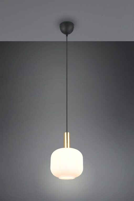 Κρεμαστό Μονόφωτο Ματ Ορέιχαλκος & Οπαλ Γυαλί DIVA 1xE27 Trio Lighting – 319800108