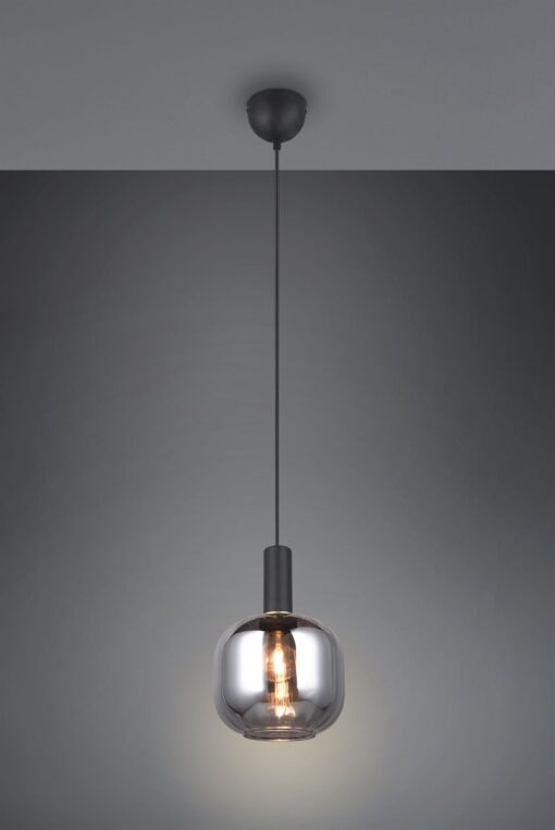 Κρεμαστό Μονόφωτο Μαύρο Ματ & Γυαλί DIVA 1xE27 Trio Lighting – 319800132