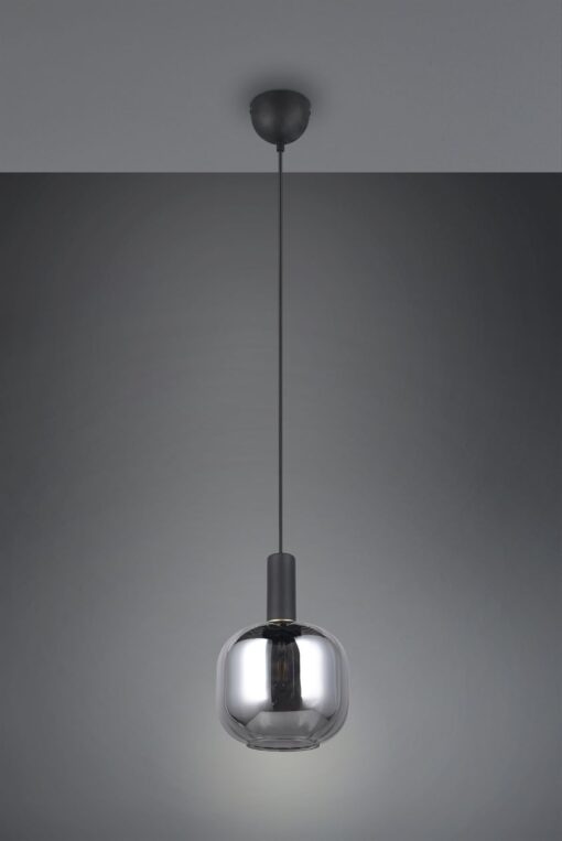 Κρεμαστό Μονόφωτο Μαύρο Ματ & Γυαλί DIVA 1xE27 Trio Lighting – 319800132