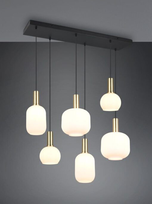 Πολύφωτο Οροφής Ράγα Ματ Ορείχαλκος & Γυαλί DIVA 6xE27 Trio Lighting – 319800608