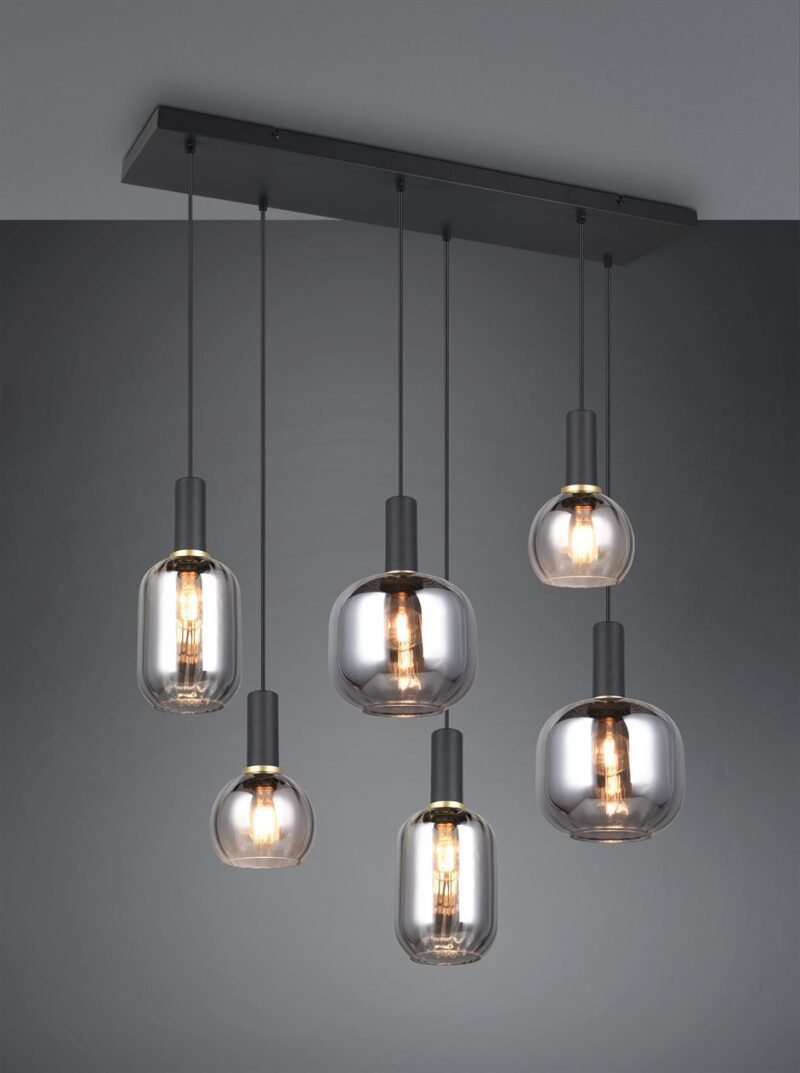 Πολύφωτο Οροφής Ράγα Μαύρο Ματ & Γυαλί DIVA 6xE27 Trio Lighting – 319800632