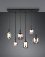 Πολύφωτο Οροφής Ράγα Μαύρο Ματ & Γυαλί DIVA 6xE27 Trio Lighting – 319800632