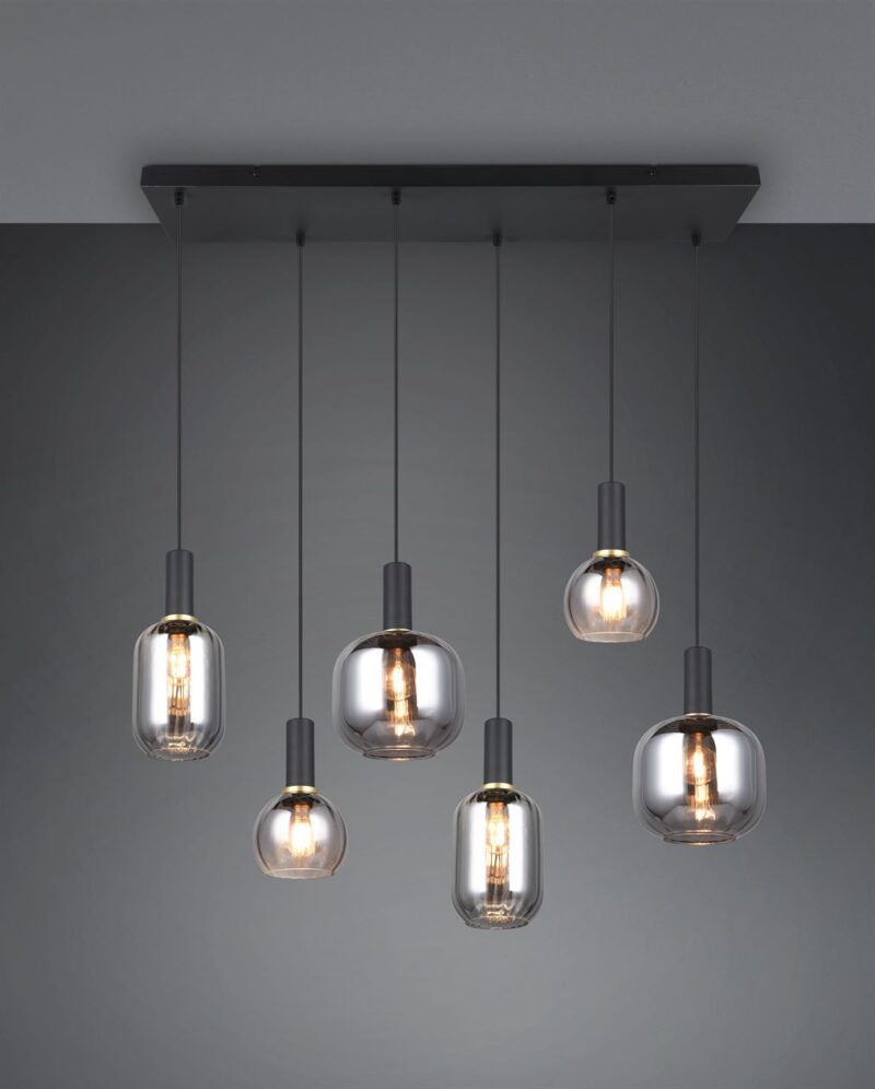 Πολύφωτο Οροφής Ράγα Μαύρο Ματ & Γυαλί DIVA 6xE27 Trio Lighting – 319800632