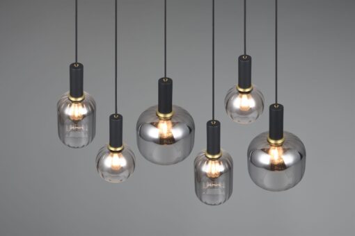Πολύφωτο Οροφής Ράγα Μαύρο Ματ & Γυαλί DIVA 6xE27 Trio Lighting – 319800632