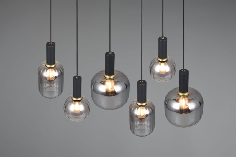 Πολύφωτο Οροφής Ράγα Μαύρο Ματ & Γυαλί DIVA 6xE27 Trio Lighting – 319800632