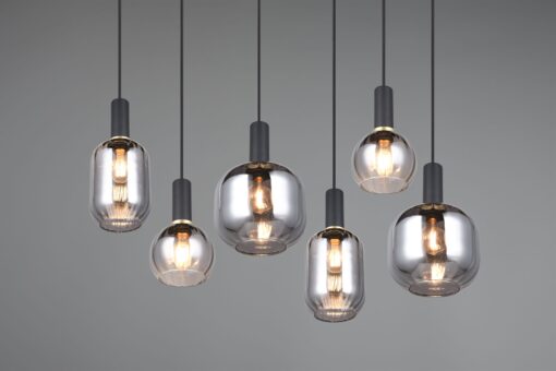 Πολύφωτο Οροφής Ράγα Μαύρο Ματ & Γυαλί DIVA 6xE27 Trio Lighting – 319800632