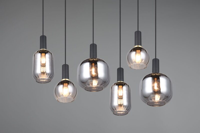 Πολύφωτο Οροφής Ράγα Μαύρο Ματ & Γυαλί DIVA 6xE27 Trio Lighting – 319800632