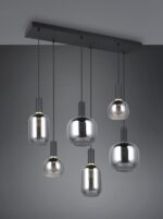 Πολύφωτο Οροφής Ράγα Μαύρο Ματ & Γυαλί DIVA 6xE27 Trio Lighting – 319800632