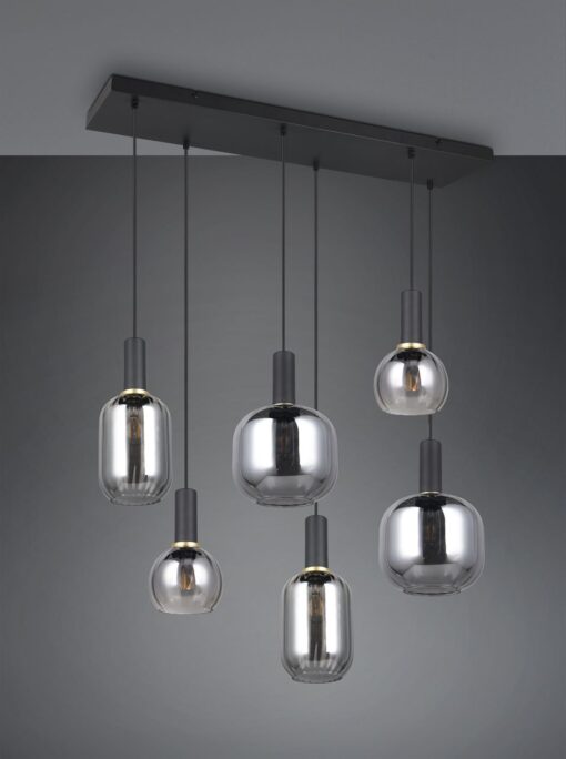 Πολύφωτο Οροφής Ράγα Μαύρο Ματ & Γυαλί DIVA 6xE27 Trio Lighting – 319800632