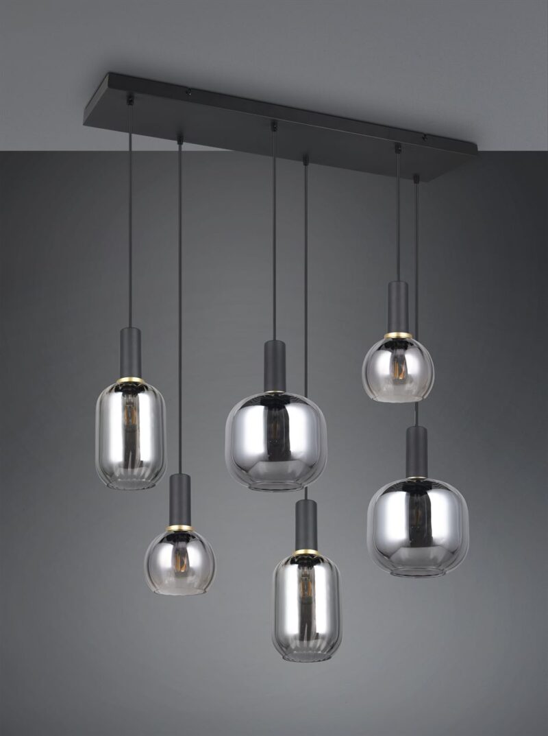 Πολύφωτο Οροφής Ράγα Μαύρο Ματ & Γυαλί DIVA 6xE27 Trio Lighting – 319800632