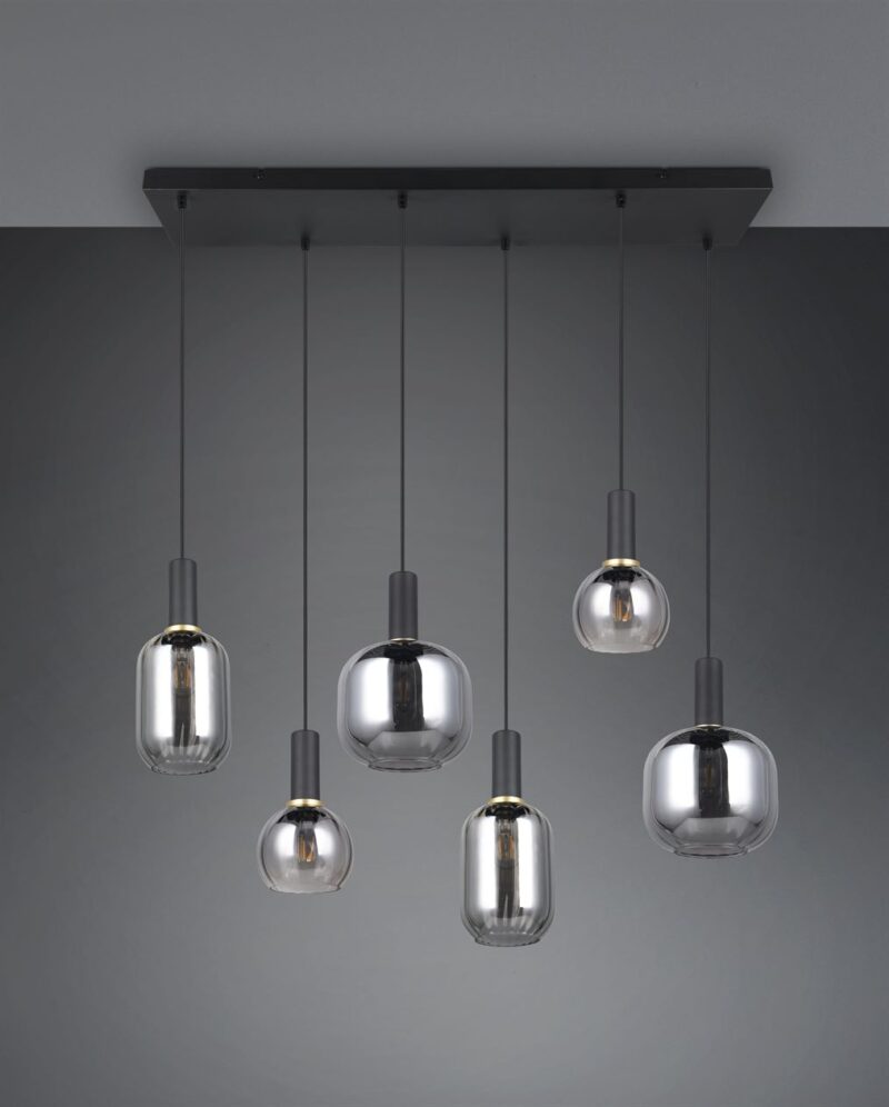 Πολύφωτο Οροφής Ράγα Μαύρο Ματ & Γυαλί DIVA 6xE27 Trio Lighting – 319800632
