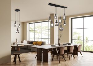 Πολύφωτο Οροφής Ράγα Μαύρο Ματ & Γυαλί DIVA 6xE27 Trio Lighting – 319800632